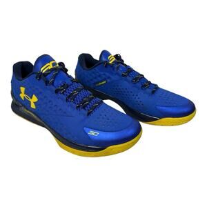 UA Steph Curry 1 Low Dub Nation Warriors Basketball Shoes Men 15 Blue Yellow EUC